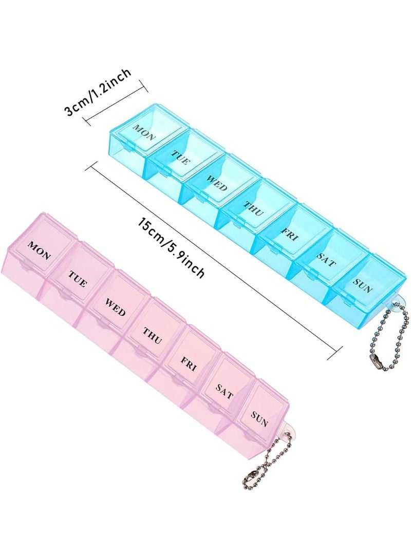 2 PCS Weekly Pill Organizer 7 Day – Portable Travel Pill Box Medicine Storage Case – Compact Tablet Dispenser for Medication, Vitamins & Supplements - Image 3