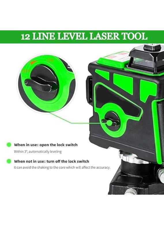 FEXMY FEXMY 12 Lines Green Laser Level Professional Laser Line for Construction Accessories Horizontal Vertical Four Plane Leveling  - Image 2