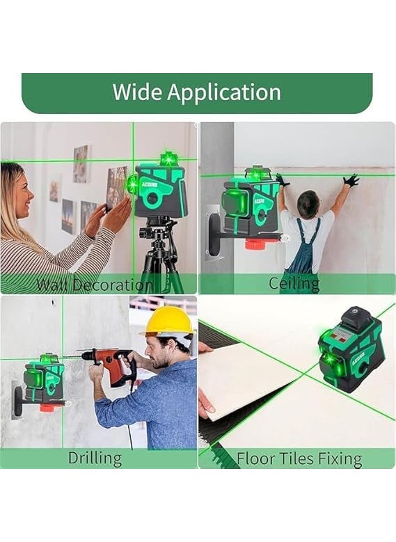 FEXMY FEXMY 12 Lines Green Laser Level Professional Laser Line for Construction Accessories Horizontal Vertical Four Plane Leveling  - Image 4