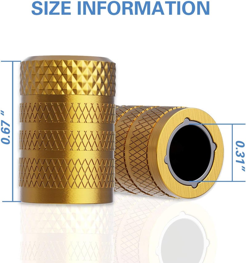 CKAuto Tire Valve Stem Caps, Golden Yellow, 4 pcs/Pack, Anodized Aluminum Tire Valve Cap Set, Corrosion Resistant, Universal Stem Covers for Cars Trucks Motorcycles SUVs and Bikes - Image 4