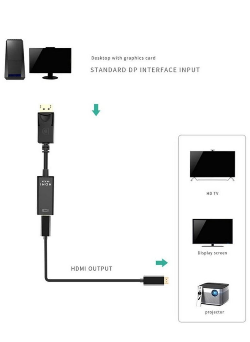 كابل محول DP إلى HDTV HDMI 4K 30 هرتز مطلي بـ HDMI كابل DP الذكور إلى كابل HDMI Enda (أسود) - Image 2