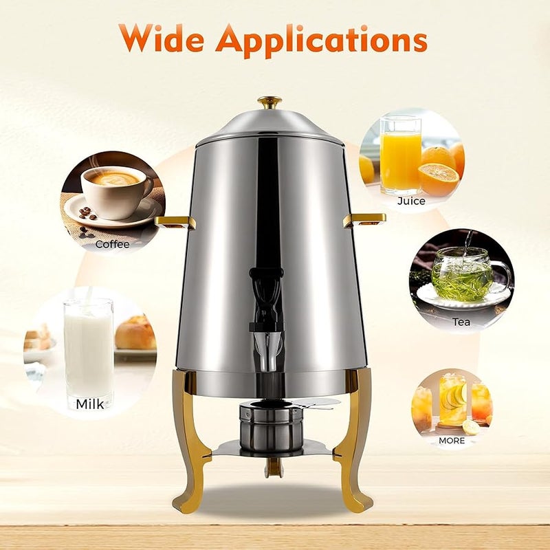 3.4 Gallon Stainless Steel Hot Beverage Drink Dispenser Can, Coffee Urn with Fuel Holder Continuous Heating, Tea Water Coffee Chafer Urn with Faucet for Parties Buffet Catering, Gold (Fuel ONLY) - Image 5