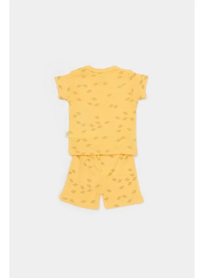 Magu Unisex Baby Cotton Mini Elephant Print T-Shirt and Shorts Set.