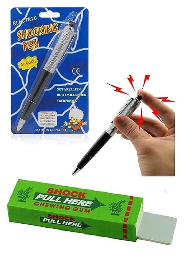 A.K.TRADERS Kid Shock Pen Shocking Gags Fun Combo Prank Joke Trick Toy Fun Prank Shocking Pens Tricky Funny Surprise Silver Black Novelty Gag Pen Toy for Prank Fun and Surprise Moments - Image 1