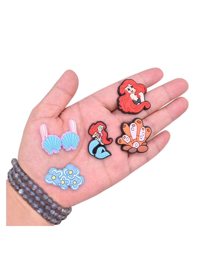 SYOSI 37 PCS Mermaid Shoe Charms for Clog Sandals Bracelets Decoration, Lovely Pink Ocean Animals Shoes Charms for Girls Women Party Favor - Image 4
