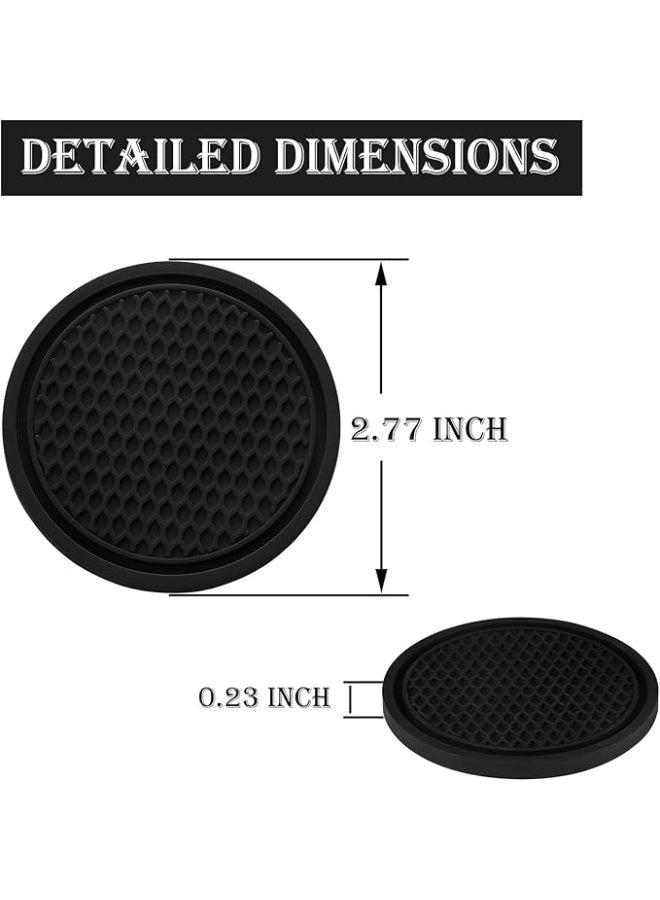 Generic 4PCS Car Cup Coaster Universal Auto Non-Slip Cup Holder Embedded In Ornaments PVC Coaster Car Interior Accessories Mat Black  - Image 2
