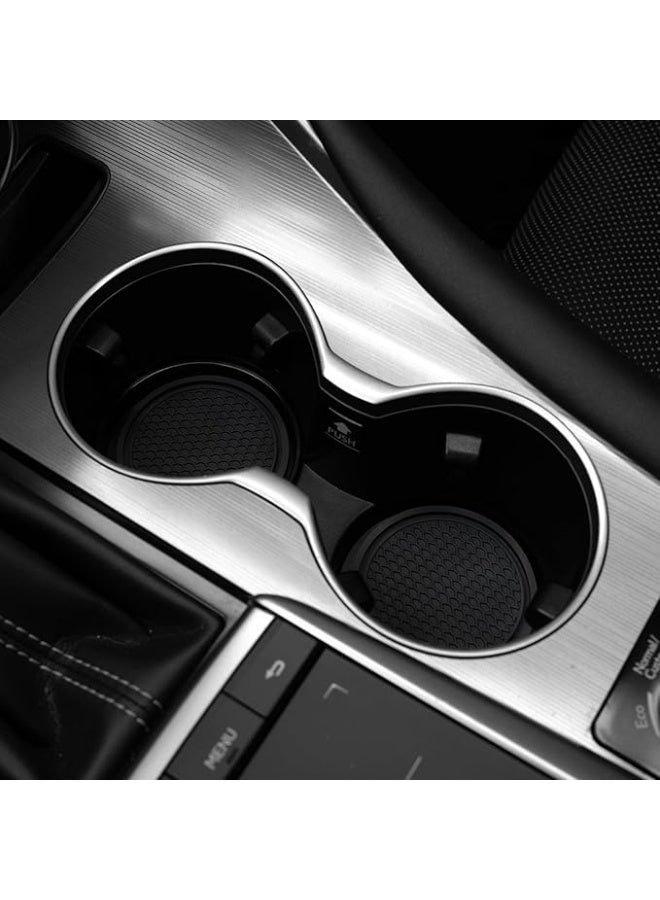 Generic 4PCS Car Cup Coaster Universal Auto Non-Slip Cup Holder Embedded In Ornaments PVC Coaster Car Interior Accessories Mat Black  - Image 4