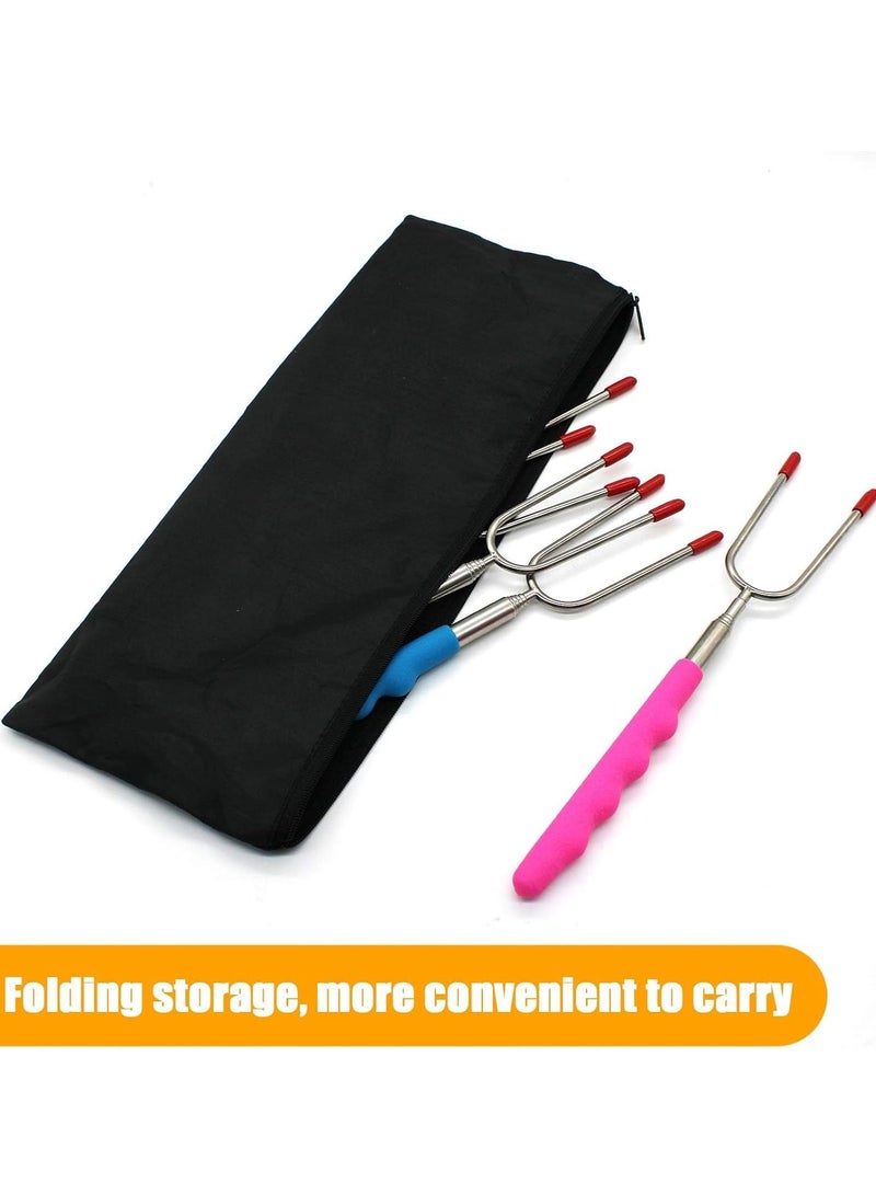 SYOSI 5-Pack عيدان شي المارشميلو - إضافية طويلة 34'' من الفولاذ المقاوم للصدأ القابلة للطي لسمورز و نقانق الشواء، شوكات باربيكيو آمنة للأطفال للتخييم و النيران الكبيرة و الشوي - Image 2