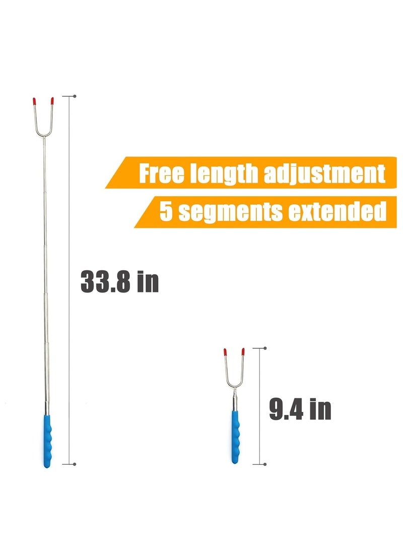 SYOSI 5-Pack عيدان شي المارشميلو - إضافية طويلة 34'' من الفولاذ المقاوم للصدأ القابلة للطي لسمورز و نقانق الشواء، شوكات باربيكيو آمنة للأطفال للتخييم و النيران الكبيرة و الشوي - Image 3
