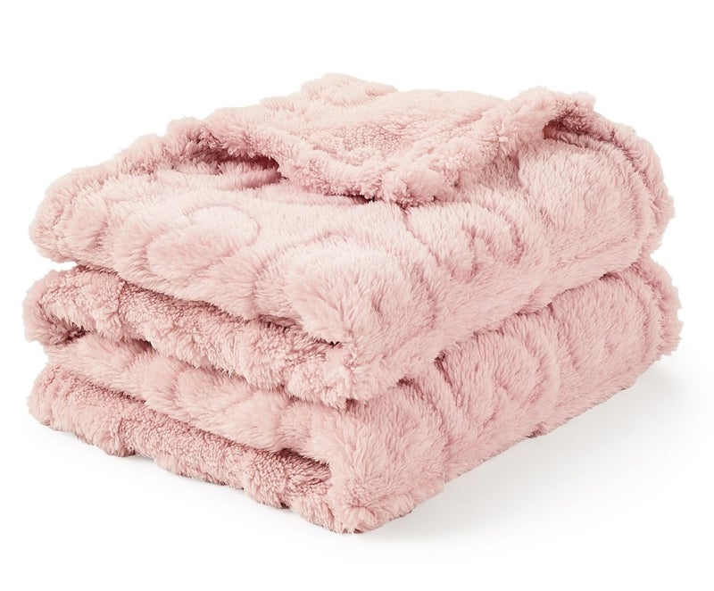 Crevent 30""X40"" Cozy Soft Warm Sherpa Baby Blanket For Girls Boys  Newborn Essentials For Infant  Baby Shower Receiving Gift - Pink Heart - Image 2