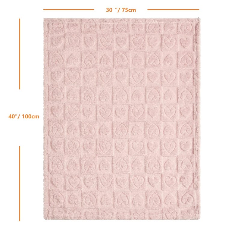 Crevent 30""X40"" Cozy Soft Warm Sherpa Baby Blanket For Girls Boys  Newborn Essentials For Infant  Baby Shower Receiving Gift - Pink Heart - Image 4