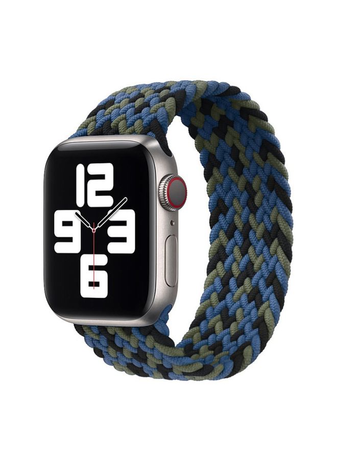 Replacement Strap Nylon Single-turn Braided Watch Band For Apple Watch Ultra 49mm&Watch Ultra 2 49mm / Series 9&8&7 45mm / SE 3&SE 2&6&SE&5&4 44mm / 3&2&1 42mm, Length:155mm Blue Camouflage