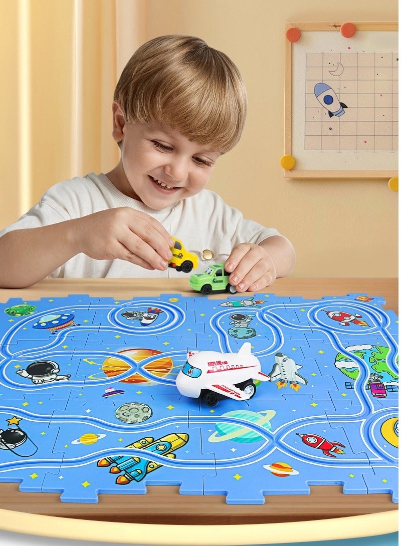Railcar Play Set, Plastic Puzzles for Kids Ages 3-5 with Vehicles, Electric Trolley Puzzle, Car Tracks for Toddlers, Toys Gifts for 2 3 4 5 6 Year Old Boys Girls  - Image 5