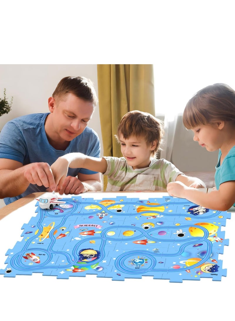 Railcar Play Set, Plastic Puzzles for Kids Ages 3-5 with Vehicles, Electric Trolley Puzzle, Car Tracks for Toddlers, Toys Gifts for 2 3 4 5 6 Year Old Boys Girls  - Image 4