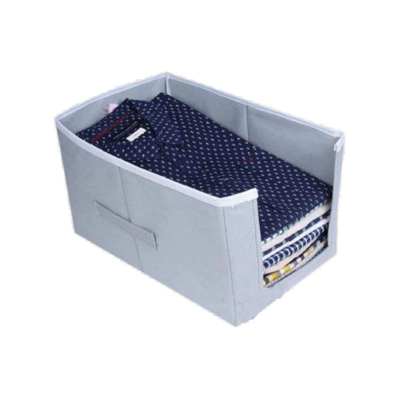 Just Mart Just Mart NonWoven Shirt StackerShirt Organizer For ClosetShirt Stacker Organizer For Shirts TShirts OrganizerWardrobe OrganizerStorage Box For Clothes Pack of 1 Grey Beige  - Image 1