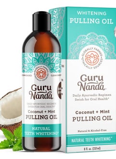 GuruNanda GuruNanda Oil Pulling (8 Fl.Oz) with Coconut & Peppermint Oil with , Alcohol Free Mouthwash to Help With Fresh Breath, Teeth Whitening and Healthier Teeth & Gums 