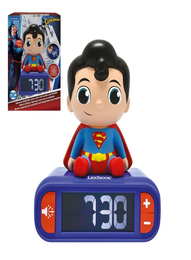 LEXiBOOK, Superman, Superman Night Light Alarm Clock, Sounds and Melodies, Backlit LCD Screen, Illuminated, Snooze, RL800SU - Image 1