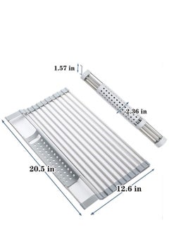 Excefore Dish Drying Rack 1PCS (20.5" L x 12.6" W) Over Sink Roll Up Dish Drying Rack, Best Kitchen Desk Organizer Collapsible Dish Drying Rack, Used for Tableware, Fruits, Vegetables, Cups  - Image 5