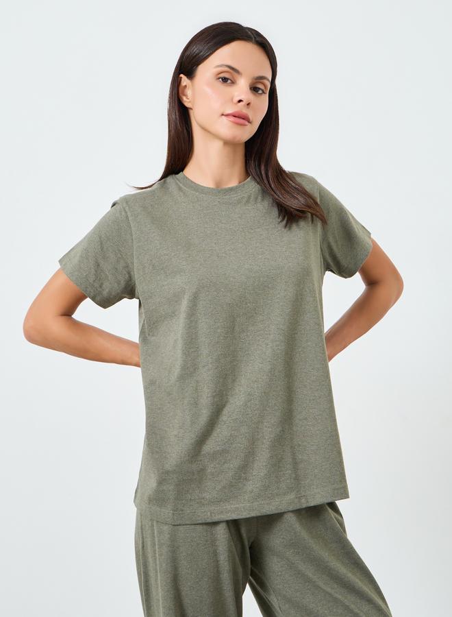 Styli Solid Cotton T-Shirt and Pyjama Set - Image 3