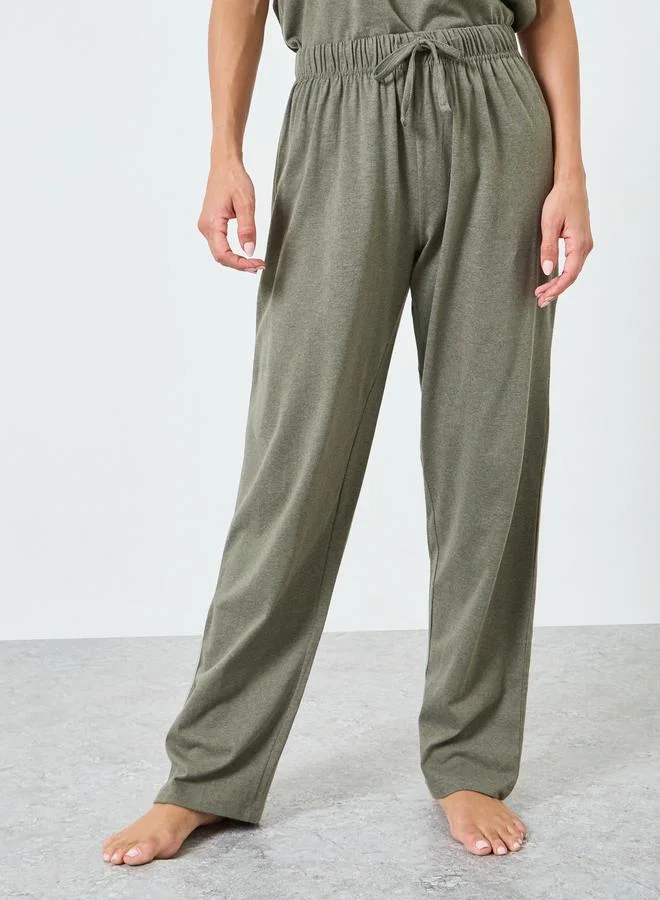 Styli Solid Cotton T-Shirt and Pyjama Set