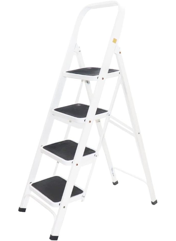 Royal Folding Step Ladder With 4 Steps-White/Black, Size(L:130*W:80)cm, 5050