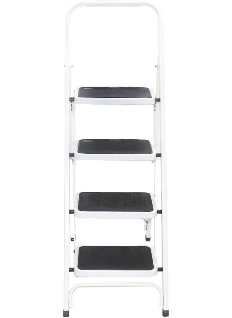 Royal Folding Step Ladder With 4 Steps-White/Black, Size(L:130*W:80)cm, 5050