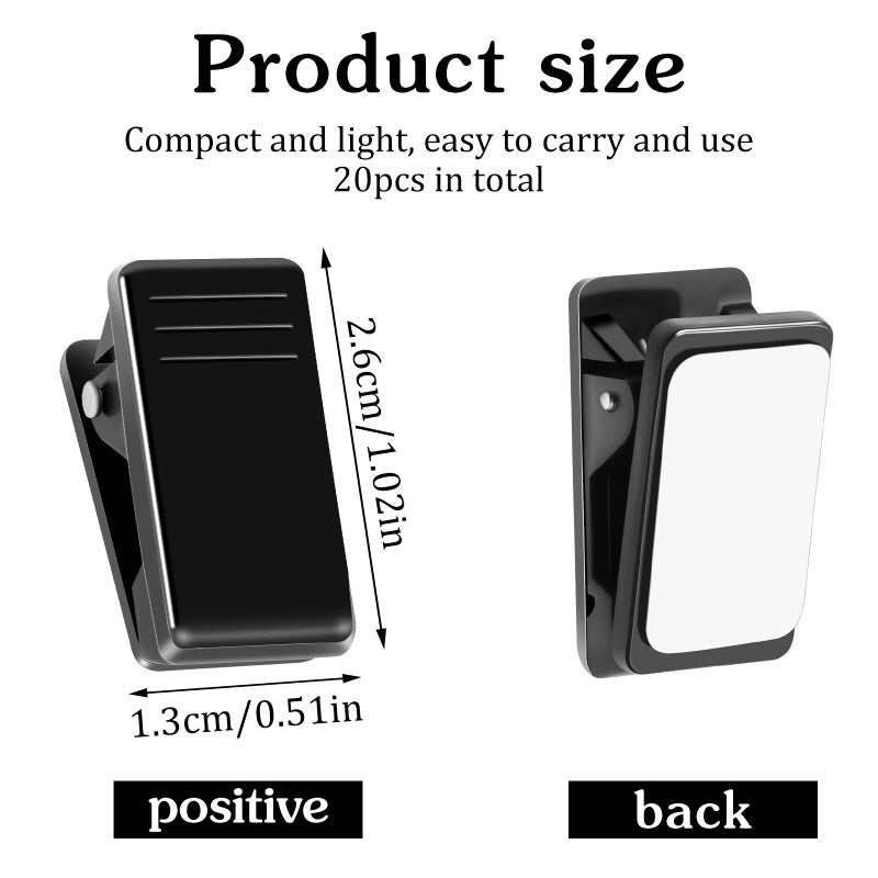 Prudiut 20 Pieces Self Adhesive Clips, Tapestry Hangers Clips Sticky Clips Wall Clips Light Clips Photo Clips Poster Clips Plastic Hanging Spring Clips for Office Poster Photo Decorations, Black - Image 2