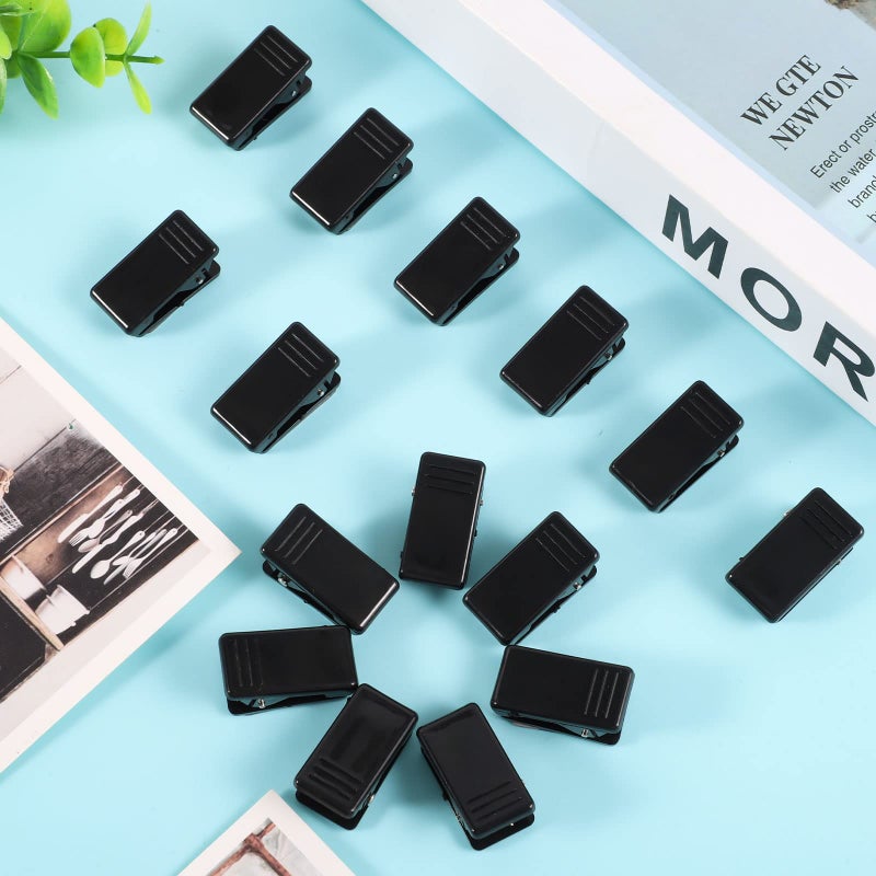 Prudiut 20 Pieces Self Adhesive Clips, Tapestry Hangers Clips Sticky Clips Wall Clips Light Clips Photo Clips Poster Clips Plastic Hanging Spring Clips for Office Poster Photo Decorations, Black - Image 3