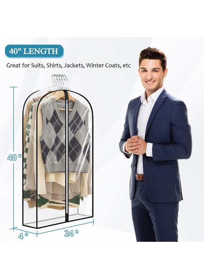 Perber 40" All Clear Garment Bags for Hanging Clothes, 4" Gusseted Suit Bags for Closet Storage, Plastic Garment Covers with Zipper for Coats, Jackets, Shirts, 4 Packs - Image 5