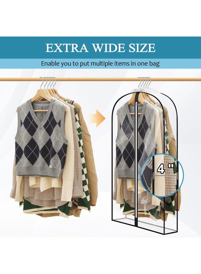 Perber 40" All Clear Garment Bags for Hanging Clothes, 4" Gusseted Suit Bags for Closet Storage, Plastic Garment Covers with Zipper for Coats, Jackets, Shirts, 4 Packs - Image 2