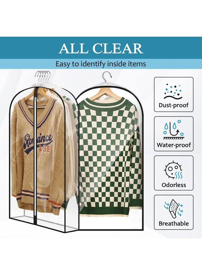 Perber 40" All Clear Garment Bags for Hanging Clothes, 4" Gusseted Suit Bags for Closet Storage, Plastic Garment Covers with Zipper for Coats, Jackets, Shirts, 4 Packs - Image 3