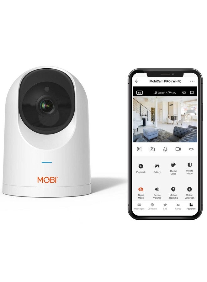 MobiCam PRO Baby & Home Monitoring Camera: Full HD, 355°Pan, 120°Tilt, 2-Way Audio, Color Night Vision, Motion Tracking & Sound Detection, Temp & Humidity Readings, Supports 5G/2.4GHz Wi-Fi - Image 2