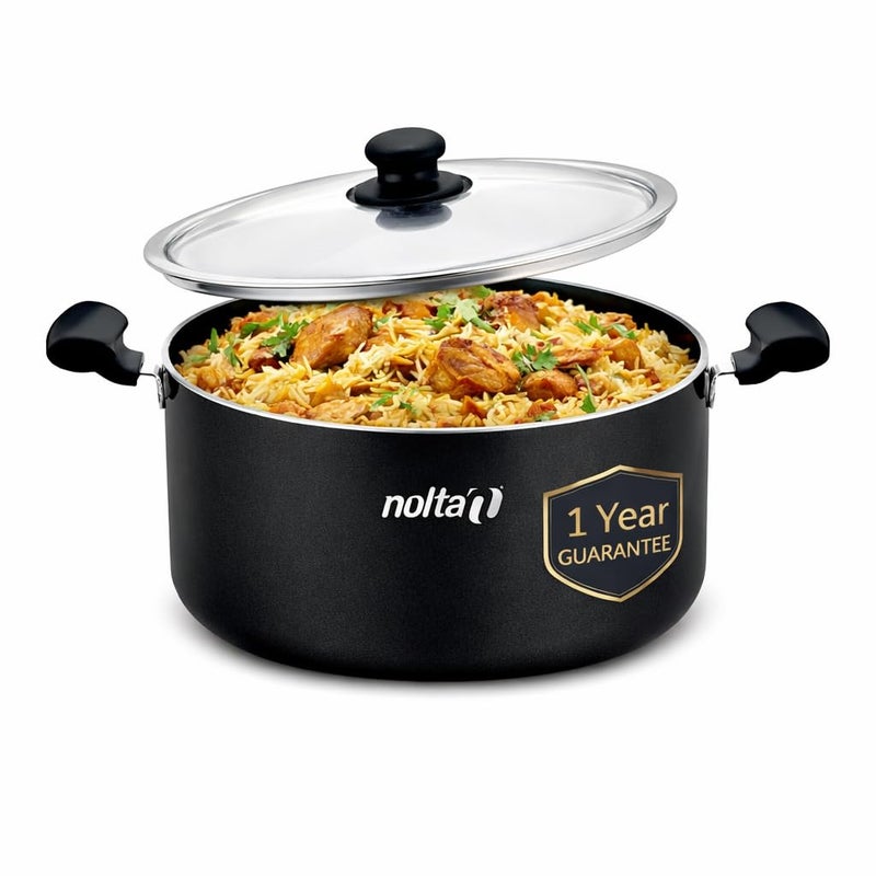 Nolta PS Large Biryani Pot 12.5 LTR, ISI Certified with 1yr Replace-Guarantee, PFOA-Free Non-Toxic Non-Stick Coating, Induction Base Biriyani Handi (34cm, Maroon) - Image 5