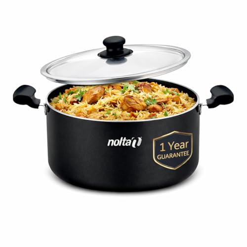 Nolta PS Large Biryani Pot 12.5 LTR, ISI Certified with 1yr Replace-Guarantee, PFOA-Free Non-Toxic Non-Stick Coating, Induction Base Biriyani Handi (34cm, Maroon) - Image 1