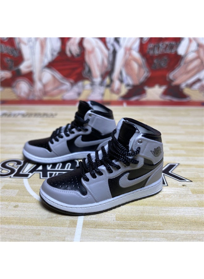 1/6 Mini Sneakers Model Aj1 Creative Cute Basketball Shoes Keychain Car Bag Jewelry Aj Keychain-Color:1 Shadow Gray 2.0 (a Pair Of Naked Shoes) - Image 1
