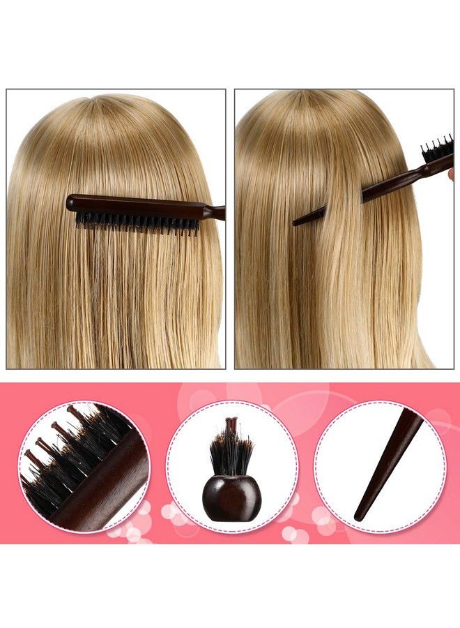 Cunhill 12 Pieces Black Hair Brush Set Teasing Hair Brush Hair Edge Brush Rat Tail Comb Double Sided Nylon Boar Bristle Brush 3 Row With Duckbill Hair Clips For Stylist Salon Hair Styling Sectioning - Image 5