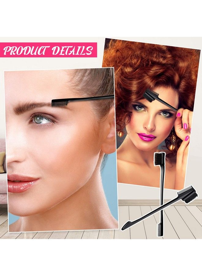 Cunhill 12 Pieces Black Hair Brush Set Teasing Hair Brush Hair Edge Brush Rat Tail Comb Double Sided Nylon Boar Bristle Brush 3 Row With Duckbill Hair Clips For Stylist Salon Hair Styling Sectioning - Image 4