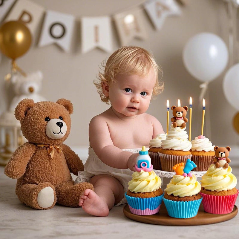 Solldgt 2 Pack Baby Shower Chocolate molds, Baby Feet Mold Baby Bottle Pacifier Baby Onesie Baby Carriage Bear Molds, Silicone Chocolate Molds for Candy Gummy Baby Shower Party Cake Decorations Cupcake Topper - Image 4