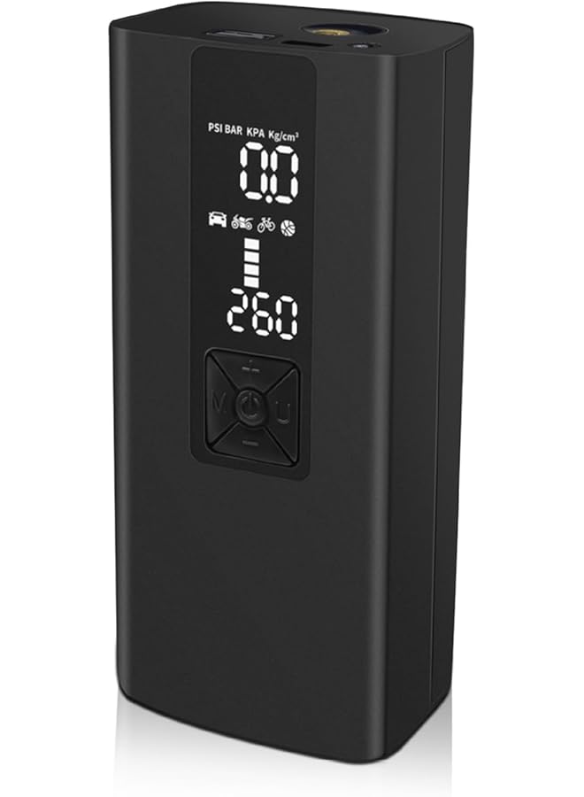 erorex Car Wireless Air Pump Portable Electric Car Pump Car Tire High Pressure Air Pump Tire Inflation Wireless Battery Cordless With Digital Pressure Gauge Bicycle Motorcycle Tires Ball Black - Image 1