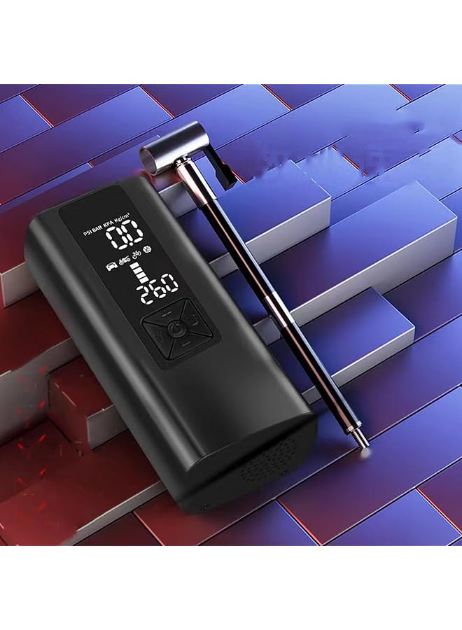 erorex Car Wireless Air Pump Portable Electric Car Pump Car Tire High Pressure Air Pump Tire Inflation Wireless Battery Cordless With Digital Pressure Gauge Bicycle Motorcycle Tires Ball Black - Image 2