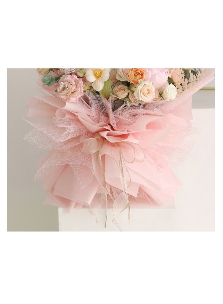 Ribbon,Sheer Wired Organza Ribbon, 9m x 4cm Chiffon Ribbon with Golden Edge for Gift Wrapping, DIY Crafts Bouquet Garland Baking Decoration (Beige / Gold) - Image 2