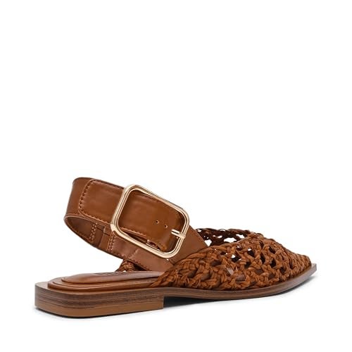 Steve Madden Womens Shay Ballet Flat Cognac Woven 75 - Image 3