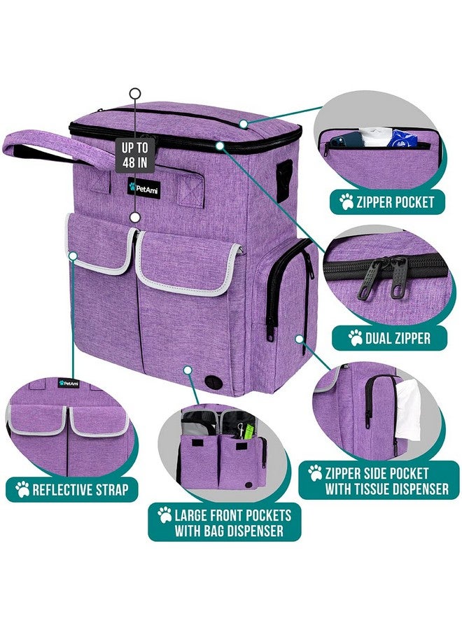 PetAmi Dog Travel Bag Pet Supplies Accessories Organizer for Traveling, Camping, Weekend; Cat Pet Travel Bag Kit Includes 2 Food Storage Containers, 2 Collapsible Bowls, 1 Feeding Mat (Purple) - Image 3