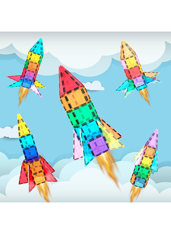 PicassoTiles - 32 Pieces Magnetic Building Block Rocket Booster Theme Set Magnet Construction Toy Educational Kit Engineering STEM Learning Playset Child Brain Development Stacking Blocks Playboard PT32 for Boys & Girls Age 3+ - Image 1