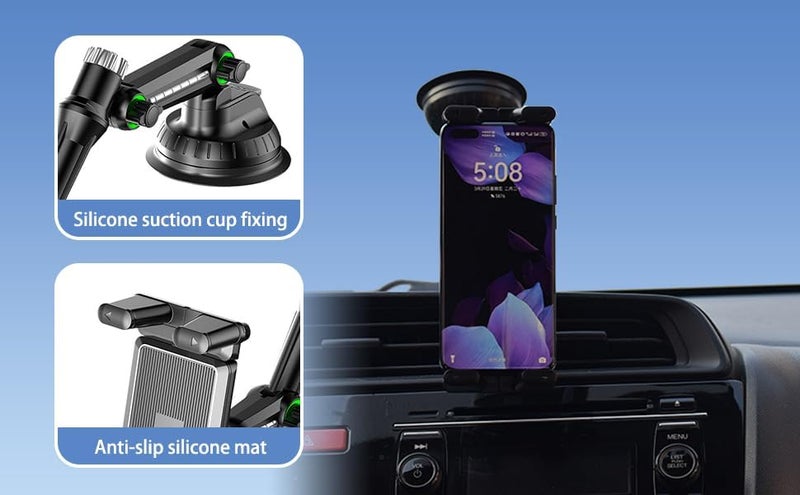 KASTWAVE Tablet Holder for Car Dashboard Adjustable Tablet and Smartphone Holder Fits All Vehicles Swivel Rotating for Optimal Viewing Foldable Phone Stand Stable Rotation Black - Image 3