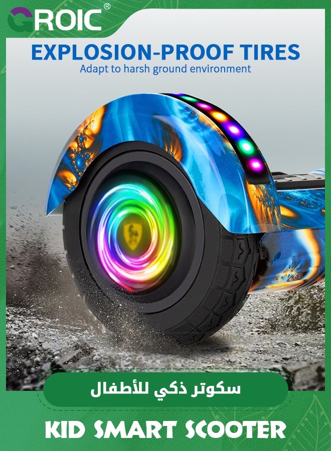 GROIC هوفر بورد مع مقود، هوفر بورد لجميع التضاريس مع أضواء LED ومحرك 500 واط، مقود قابل للتعديل، مجموعة معدات حماية مكونة من 6 قطع، هوفر بورد ذاتي التوازن للطرق الوعرة مع بلوتوث، جهاز تحكم عن بعد - Image 3