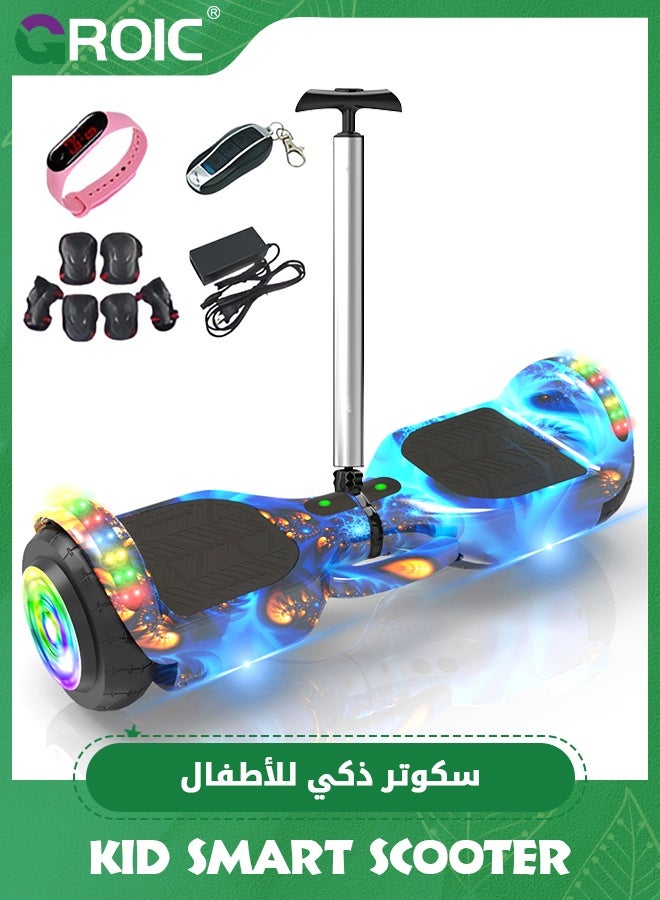 GROIC هوفر بورد مع مقود، هوفر بورد لجميع التضاريس مع أضواء LED ومحرك 500 واط، مقود قابل للتعديل، مجموعة معدات حماية مكونة من 6 قطع، هوفر بورد ذاتي التوازن للطرق الوعرة مع بلوتوث، جهاز تحكم عن بعد - Image 1