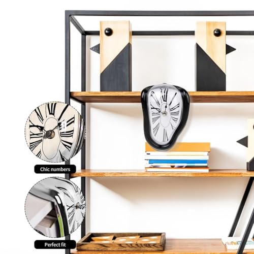 Petilleur Dali Watch - Melting Clock Surrealistic Table Shelf Desk Fashion Melted Salvador Dali Distorted Home Decoration (Black) - Image 3
