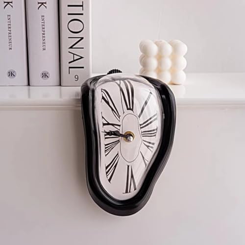 Petilleur Dali Watch - Melting Clock Surrealistic Table Shelf Desk Fashion Melted Salvador Dali Distorted Home Decoration (Black) - Image 2