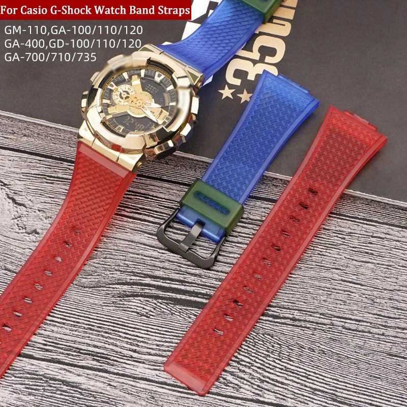 Bluejw TPU Watch Bands 16mm Replacement Straps for Casio GM-110 GA700 GW8900 GA110 – Fashion Red Blue Rubber Watch Strap to Replace the Watch Strap - Image 3